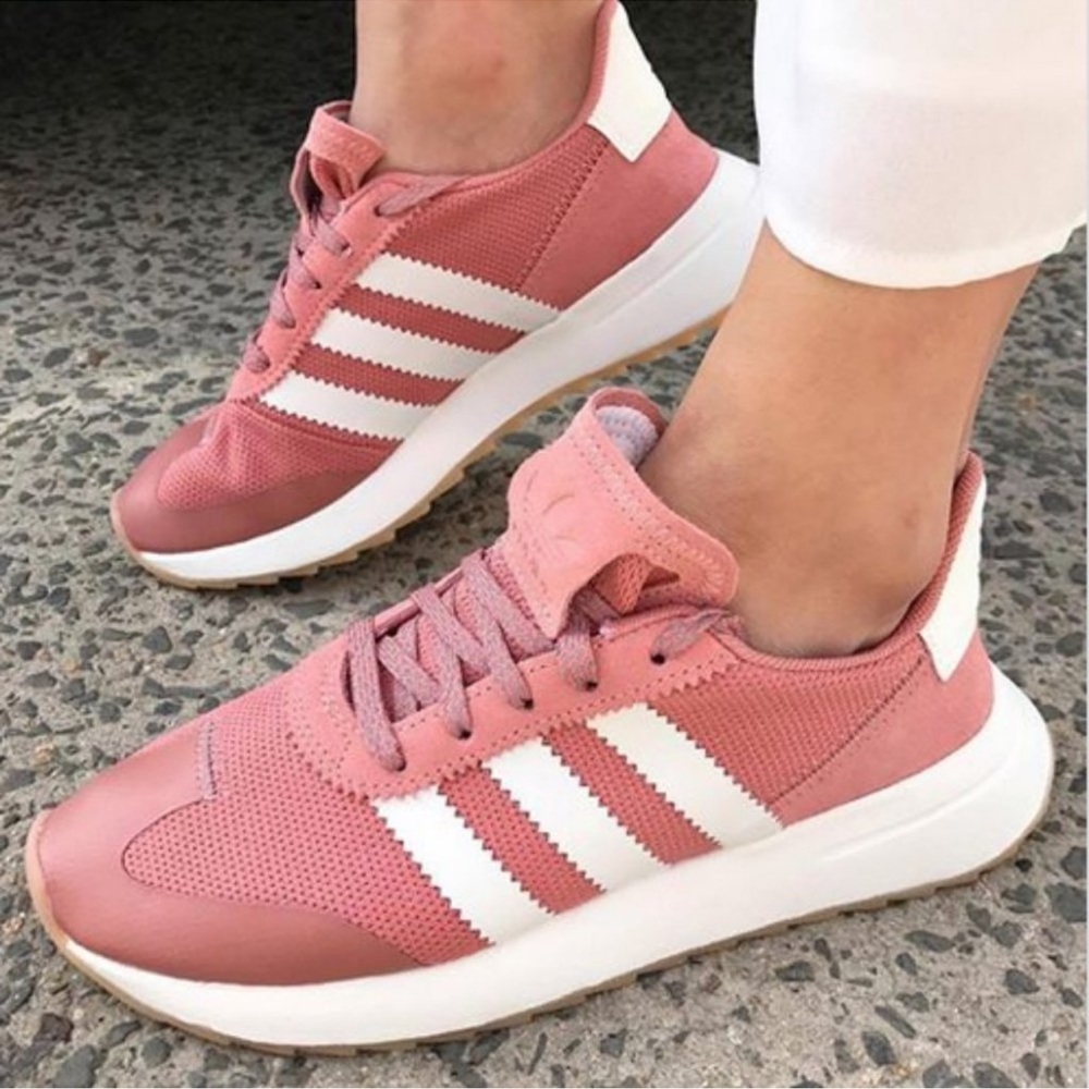 adidas Women's Rose and White Sneakers